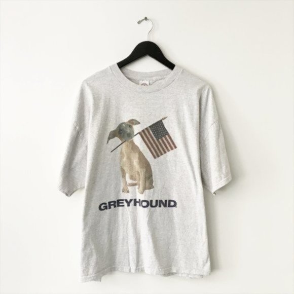 Vintage Tops - VINTAGE Graphic Tee Shirt Greyhound Dog USA Flag